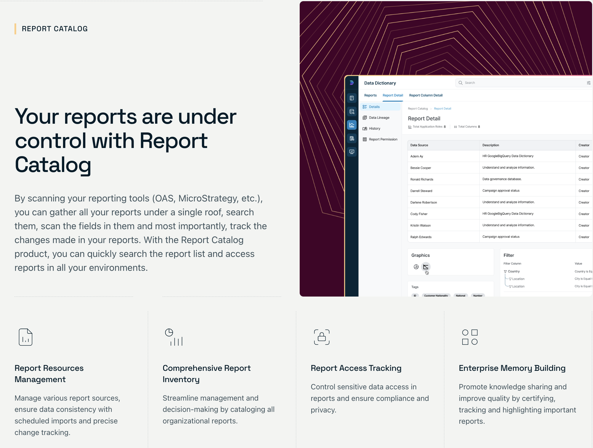 Report Catalog - Monitoring reporting tools and tracking changes